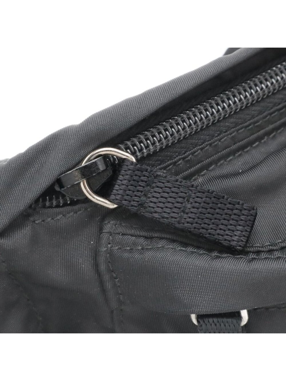 Prada Triangle Logo Belt Bag Waist Pouch Hip Nylon Black Silver - Picture 4 of 7